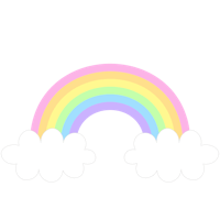 a rainbow with clouds on a black background