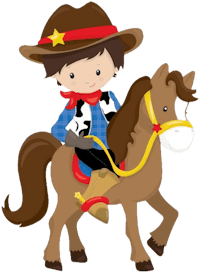 a cartoon cowboy riding a horse
