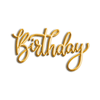 the word birthday in gold lettering on a black background