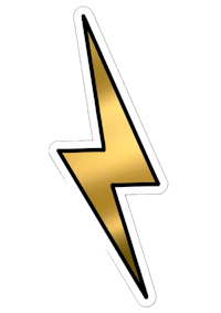 a gold lightning bolt on a black background