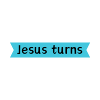 jesus turns logo on a black background