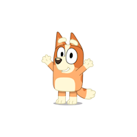 a cartoon character is waving his arms in the air