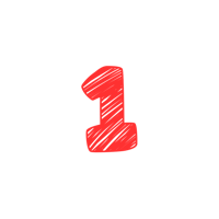 a red number one on a black background