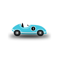 a blue racing car on a black background