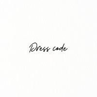 the word dress code written in black ink on a white background