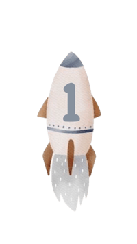 a rocket with the number one on it